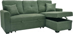 L Shaped Sectional Couch with Storage and Pull Out Bed, 3 Seater Sleeper Sofas by LITVZ