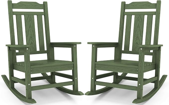 SERWALL Oversized Rocking Chair Set of 2 Outdoor, HDPE Outdoor Rocking Chair by SERWALL