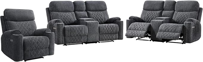 HAOMARKETS 3-Piece Recliner Sofa Set - Image 8