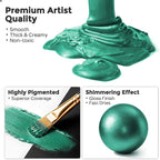 Nicpro Metallic Emerald Green Acrylic Paint, 8.45oz/250ml Large Pearlescent - Image 2