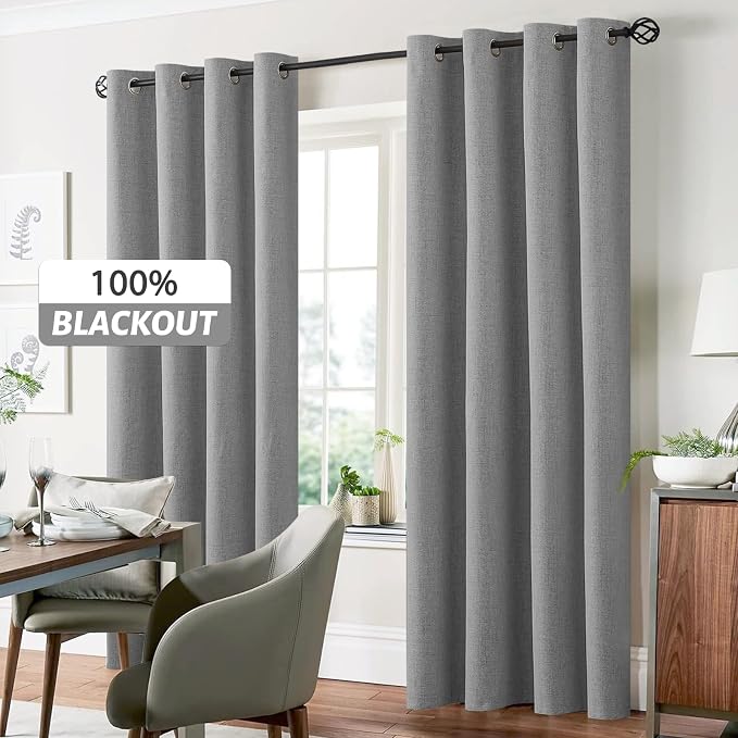 Yakamok Dove Grey Linen Textured Curtains 63 Inches Long - Image 7