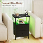 LOAKEKEL LED Night Stand with Charging Station, Small Bedside Table with USB - Image 6