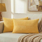 Fancy Homi 2 Packs Yellow Long Lumbar Decorative Throw Pillow Covers 12x24 Inch by Fancy+Homi