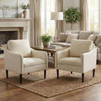2PCS Mid Century Modern Accent Chair, Chenille Fabric Armchair by Unknown