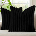 decorUhome Fall Faux Fur Throw Pillow Covers 22x22 Set of 2 Black | Decorative by decorUhome