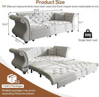 83.8" Oversized Pull Out Sofa Bed, Chesterfield Velvet Sleeper Sofa Couch - Image 2