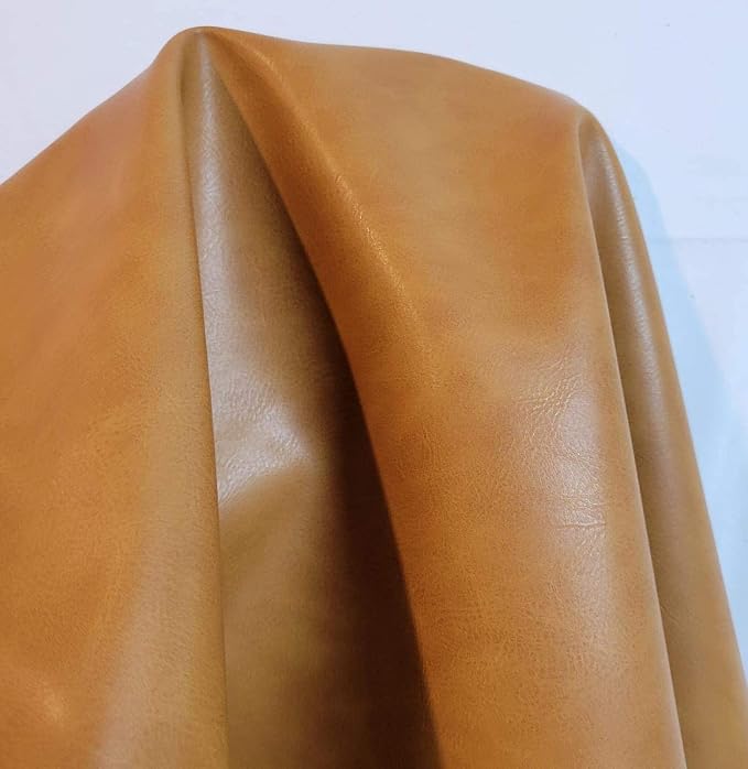 NAT Leathers | Caramel Golden Tan Soft Faux Vegan PU Leather by The Yard - Image 2
