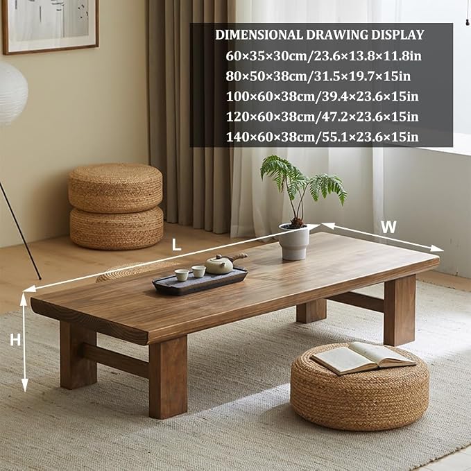 Japanese Floor Table, Vintage Tea Table Low Table, Rectangular Style Tatami - Image 2