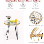 Tangkula 3 Pieces Patio Bistro Set, Rattan Conversation Set - Image 7