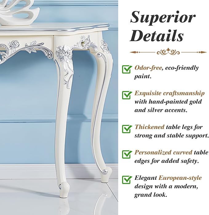 Vintage French Console Table, Wood Entryway Table - Image 5