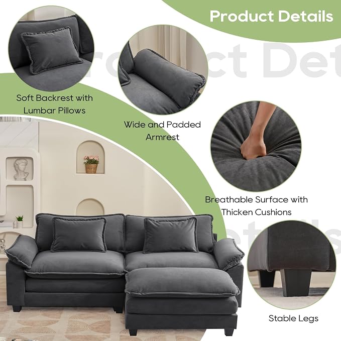 Oprisen 86" Modular Sectional Sofa, Comfy Cloud Couch Sectional Sofa - Image 6