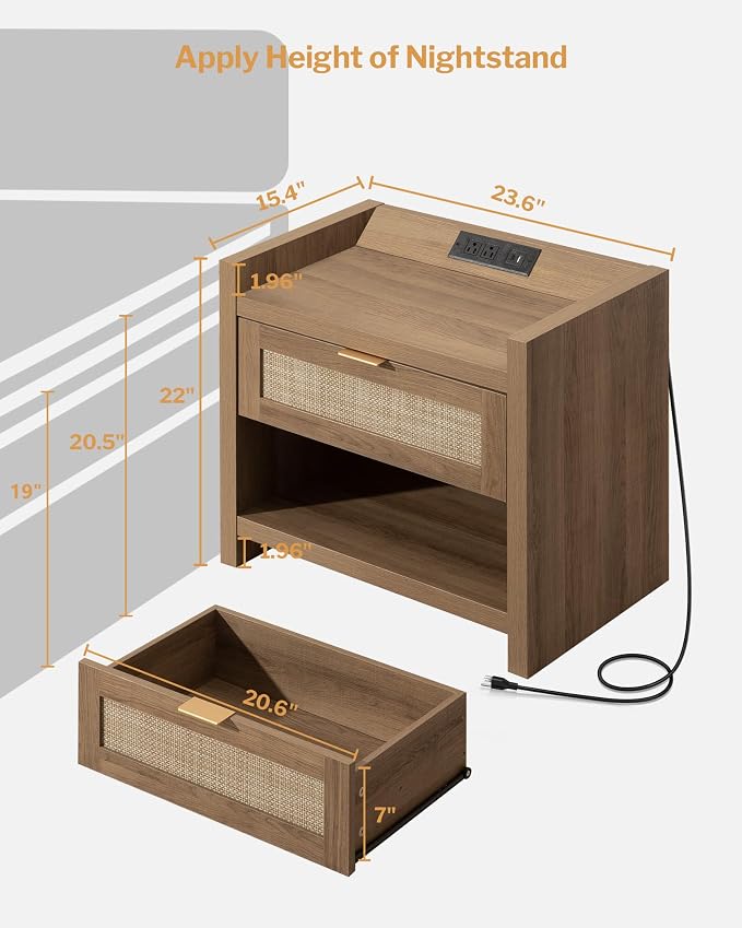 SICOTAS Night Stand Bed Side Table - Image 2