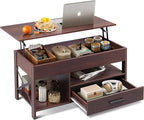 WLIVE Lift Top Coffee Table, Hidden Compartment, Wooden Lift Tabletop Center by WLIVE