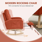 NIOIIKIT Nursery Rocking Chair, Corduroy Upholstered Rocking Chair - Image 5