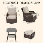 MELLCOM Patio Swivel Glider Rocker Chairs Set Wicker 5 Piece Patio Furniture - Image 2