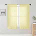 Short Sheer Curtains for Bedroom Living Room 54 Inch Length 2 Panels Set by OWENIE