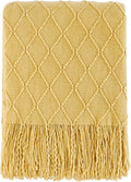 BOURINA Mustard Throw Blanket 50x60 Inches Throw Textured Solid Soft Sofa Couch by BOURINA