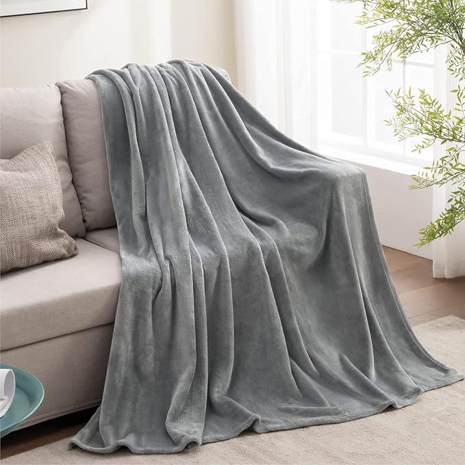 BEDELITE Fleece Blanket Soft Plush Twin Size Blanket Grey 60"x80" | Ultra Soft - Image 9