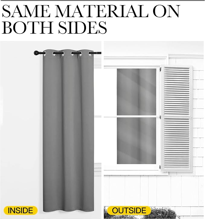 NICETOWN Silver Grey Thermal Insulated Grommet Blackout Curtains, Kids Window - Image 5