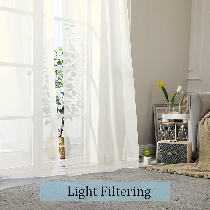 Extra Long Sheer Curtains 120 Inches Long, Sheer Curtain, Voile Rod Pocket - Image 2