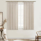 Pleated Natural Linen Kitchen Small Window 45 Inch Curtains Over Sink, Petty by PleatedDrapes