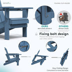 SERWALL Folding Adirondack Chair, HDPE Adirondack Chairs Set of 6, Plastic - Image 3