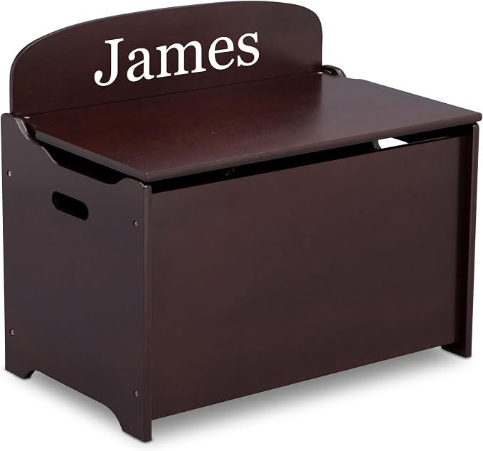 Delta Children Personalized MySize Deluxe Toy Box, Dark Chocolate - Image 5