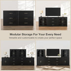 Wooden Dresser with 6 Large Drawers, Storage Cabinet Organizer Sideboard - Image 8