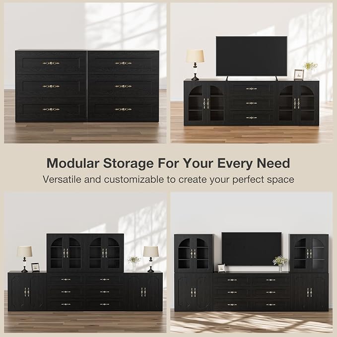Wooden Dresser with 3 Large Drawers, Modular Media Console Storage Chest of - Image 9