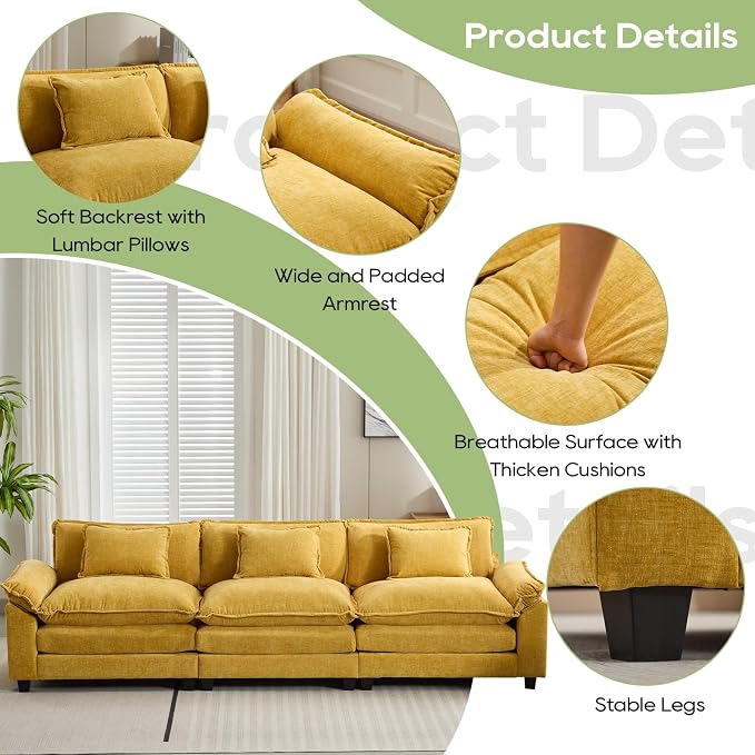 Oprisen 120" Modular Sectional Sofa, Comfy Cloud Couch Sectional Sofa, Chenille - Image 6