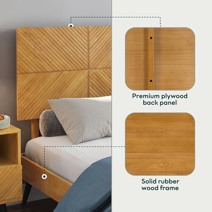 Bme Rhombus King Bed Frame – Solid Rubber Wood - Image 4
