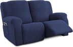 Recliner Loveseat Covers, 4-Piece Stretch Geometric Strokes Jacquard Reclining by Unknown