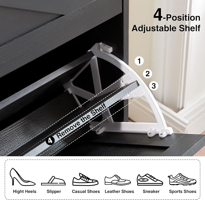Barnyatoh Shoe Storage Cabinet, Farmhouse Shoe Organizer - Image 6