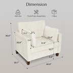 Luxury Oversized Accent Chair, 40.9" Upholstered Piping Single Armchairs - Image 2