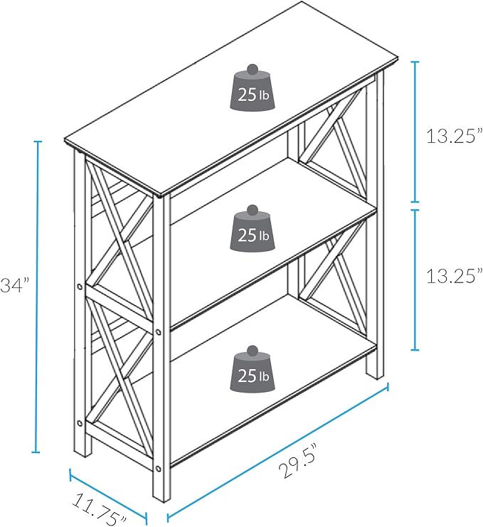 Montego 3-Shelf Bookcase-Walnut - Image 3