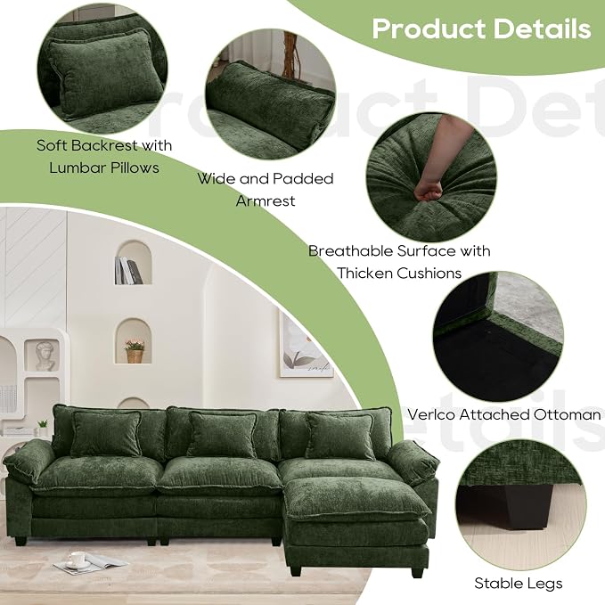 Oprisen 120" Modular Sectional Sofa, Comfy Cloud Couch Sectional Sofa - Image 6