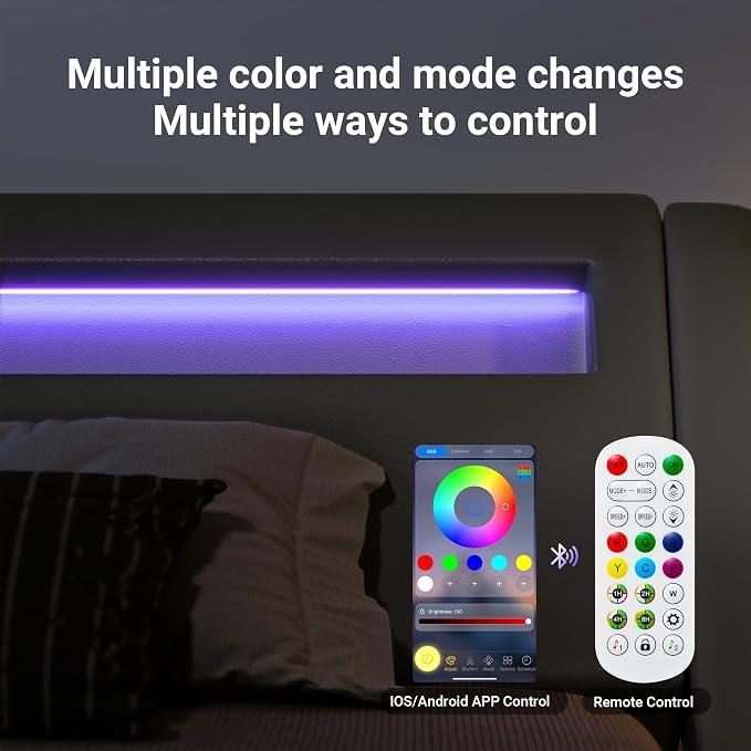Allewie King Size LED Platform Bed Frame - Image 5