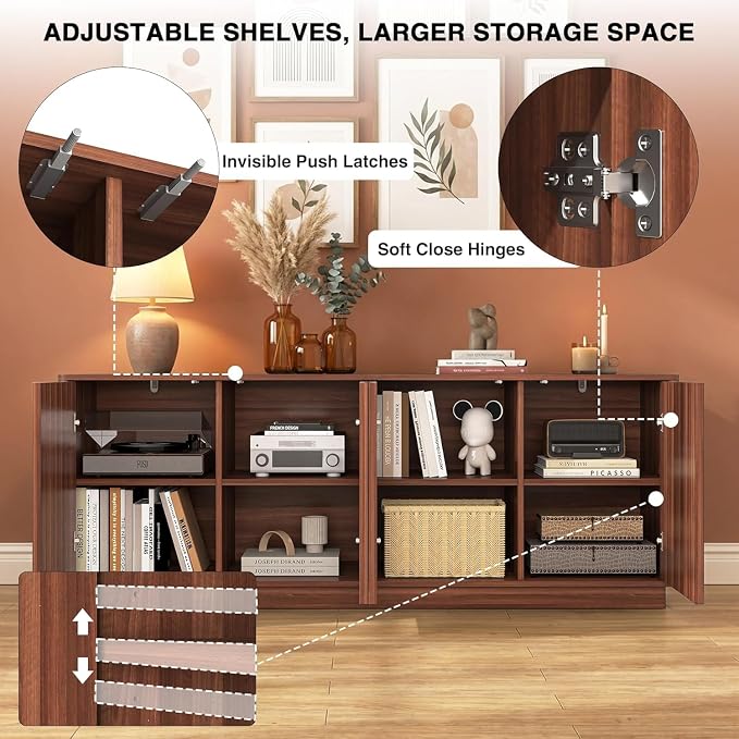 63'' Fluted TV Stand for TVs up to 75'', Modern Media Console - Image 3