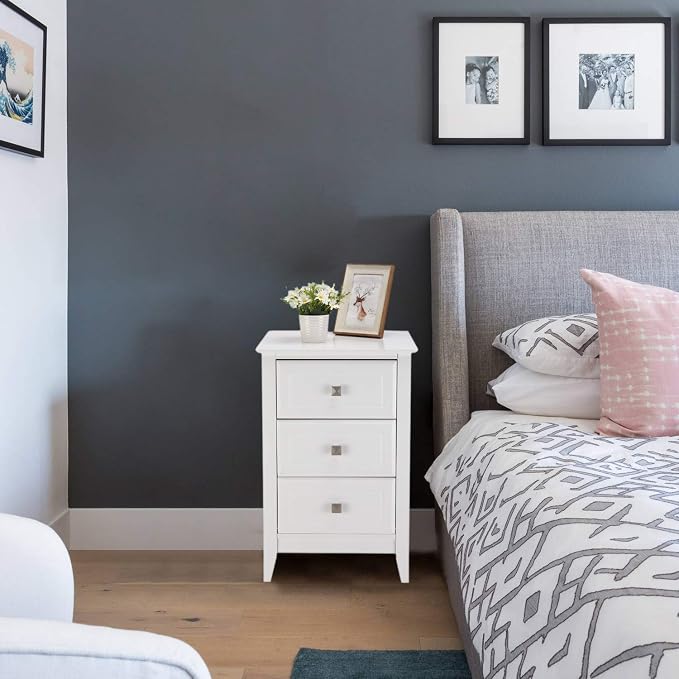 Bonnlo White Nightstand with 3 Drawers, Modern Night Stand - Image 2