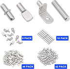 104Pcs Shelf Pins Kit, 4 Styles Nickel Plated Shelf Support Pegs, Bookshelf Pegs - Image 4