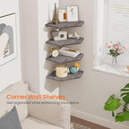 Homode Corner Shelf Wall Mount, Wall Shelf Organizer, Wood Hanging Storage - Image 4