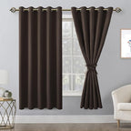 Grommet Blackout Curtains for Bedroom 60 x 72 Inches Brown 2 Panels | Thermal - Image 8