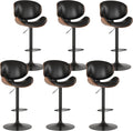 KCC Bar Stools Set of 6, Swivel Adjustable Height Barstools, PU Leather by KCC