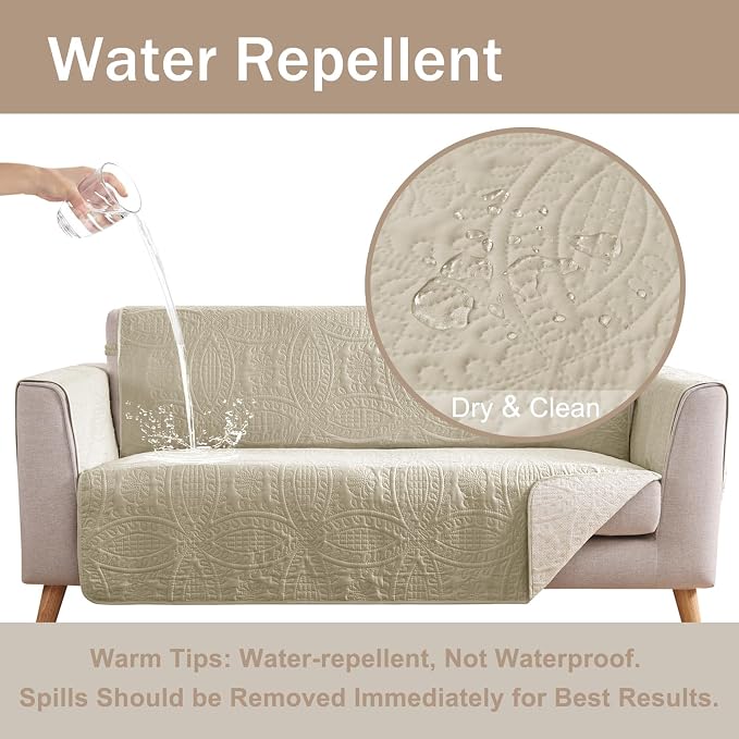 Soft Quilted Couch Cover with Pockets - Image 3