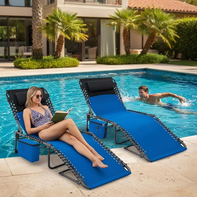Outdoor Chaise Lounge Chair, Folding Tanning Chair - Image 5