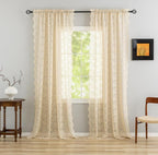 YJ YANJUN Vintage Lace Curtains-Victorian Floral Sheer 80 inch Long Curtains - Image 2
