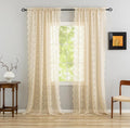 YJ YANJUN Vintage Lace Curtains 102 Inch Long-Victorian Floral Pattern Beige by YJYANJUN