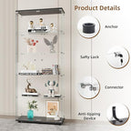 Display Cabinet with Glass Door and Lock, 5-Shelf Curio Cabinets with 5mm - Image 5