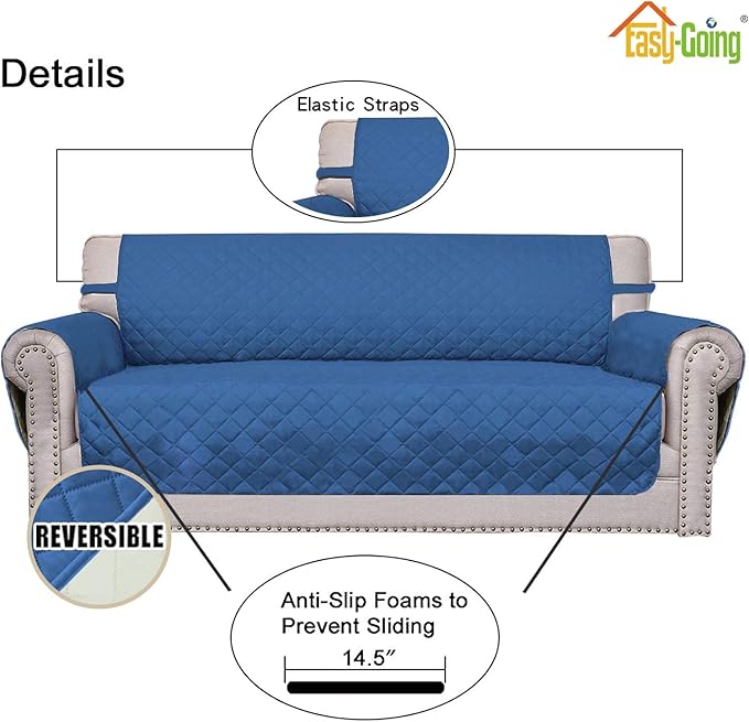 Easy-Going Reversible Couch Cover, 4 Seater Sofa, XX-Large Sofa, Water - Image 3