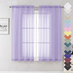 Light Filtering Lavender Sheer Curtains 63 Inch Length 2 Panels, Solid by Lecloud